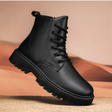 Botas Para Hombres, Zapatos Suela Gruesa, De Alta Gama, Multifuncionales, Ropa De Trabajo Negra De Media Pantorrilla Para Hombres, Zapatos