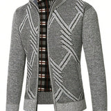 Hombres Cardigan con patron geometrico con cremallera