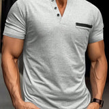 Manfinity Homme Camiseta De Manga Corta Con Cuello De Muesca Para Hombre