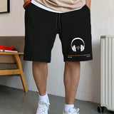 Manfinity Hypemode Pantalones Cortos Con Estampado De Auriculares Y Cordon De Talla Grande Para Hombre