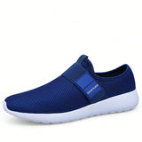 Zapatos Casuales Ligeros Para Hombres Slip On Blue Zapatos De Trabajo Entrenadores Zapatos De Gimnasio Transpirables De Malla Antideslizantes Para Caminar, Comodos Zapatos Deportivos Para Hacer Ejercicio