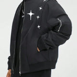 EMRG Chaqueta Casual De Hombre Etragrande Con Estampado De Estrellas