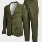 Manfinity Mode Traje De Pantalon Tipo Blazer De Pana Para Hombre