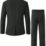 Manfinity Mode Conjunto De Blazer Y Pantalon Largo Con Cuello De Traje Y Doble Botonadura De Hombre De Color Negro