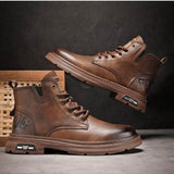 Botas De Hombre 2023 Nuevas Botas Retro Con Cremallera De Moto, Botas De Estilo Britanico De Corte Alto, Botas De Invierno De Corte Medio Y De Moda De Trabajo Con Aumento De Altura