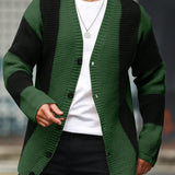 Cardigan De Hombres Con Botones Y Diseno De Bloques De Color