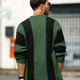 Cardigan De Hombres Con Botones Y Diseno De Bloques De Color