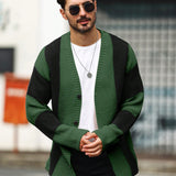 Cardigan De Hombres Con Botones Y Diseno De Bloques De Color