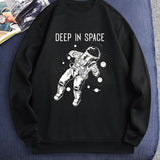 Sudadera Con Cuello Redondo Y Estampado De Letra De Astronauta Para Hombre