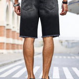 LEGND Shorts Jeans Desgastados Con Estampado De Estrellas Para Hombre