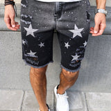 LEGND Shorts Jeans Desgastados Con Estampado De Estrellas Para Hombre