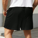 Manfinity Homme Shorts De Talle Extra Para Hombres Con Impresion De Letra Y Cordon En La Cintura