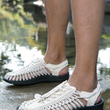 Sandalias De Gran Tamano Para Hombres Con Punta Cerrada Y Agujeros, Doble Uso Para Interiores Y Exteriores, Zapatos Antideslizantes Para La Playa En Verano De 2024