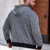 Manfinity Homme Sudadera Con Capucha De Manga Larga Con Bolsillo Canguro Para Hombre Con Cierre De Cremallera Y Detalles De Cordon