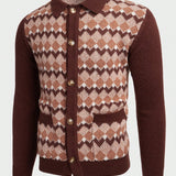 Manfinity Homme Cardigan Con Patchwork A Cuadros De Diamantes Para Hombre