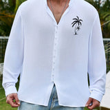 Manfinity RSRT Men's Plus Size Coconut Tree Printed Long Sleeve Shirt