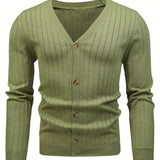 Manfinity Homme Cardigan De Manga Larga Con Cuello En V Para Hombres