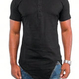 Manfinity Homme Camiseta Larga Con Dobladillo Irregular Para Hombre