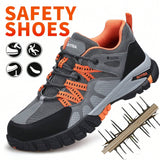 Zapatos De Trabajo De Seguridad Anti-aplastamiento Con Puntera De Acero Para Hombres, Con Suela De Goma De Color Gris Y Negro De Moda, De Corte Bajo Y Resistente Al Desgaste Y A Las Perforaciones