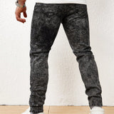 Manfinity Homme Jeans De Hombre Ajustados Con Copos De Nieve Y Efecto Desgastado