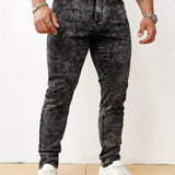 Manfinity Homme Jeans De Hombre Ajustados Con Copos De Nieve Y Efecto Desgastado