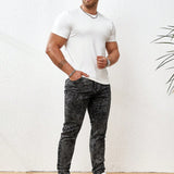 Manfinity Homme Jeans De Hombre Ajustados Con Copos De Nieve Y Efecto Desgastado