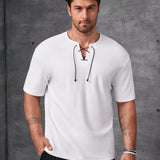 Manfinity Homme Camiseta Casual De Punto De Manga Corta Para Hombre Con Correa Para El Cuello