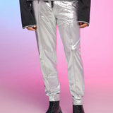 FeverCity Pantalones Largos Metalizados Con Cordon En La Cintura Para Hombre