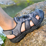 Sandalias De Verano Transpirables Con Punta Cerrada Para Hombre, Zapatillas De Pescador Para Hombre, Zapatos Casuales De Gran Tamano Para Exteriores, Zapatos De Senderismo Para Deportes De Playa Para Hombre