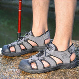 Sandalias De Verano Transpirables Con Punta Cerrada Para Hombre, Zapatillas De Pescador Para Hombre, Zapatos Casuales De Gran Tamano Para Exteriores, Zapatos De Senderismo Para Deportes De Playa Para Hombre