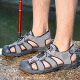 Sandalias De Verano Transpirables Con Punta Cerrada Para Hombre, Zapatillas De Pescador Para Hombre, Zapatos Casuales De Gran Tamano Para Exteriores, Zapatos De Senderismo Para Deportes De Playa Para Hombre