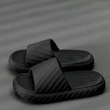 Zapatillas De Casa Para Hombres Con Diseno Diagonal De Rayas, Zapatillas Transpirables De Secado Rapido Para Casa Y Al Aire Libre, Sandalias Planas Suaves Y Comodas Unisex