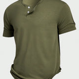 Manfinity Homme Camiseta De Manga Corta Para Hombre Con Cuello Henley