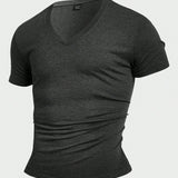 Manfinity Homme Camiseta De Cuello En V De Manga Corta Para Hombre