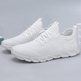 Zapatos Planos De Encaje Para Hombre, Zapatos Deportivos Transpirables De Malla Para Entrenamiento, Zapatos De Tenis Para Caminar, Zapatillas Deportivas Transpirables Casuales De Moda Zapatos Blancos Para Hombres