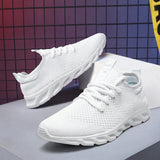 Zapatos Planos De Encaje Para Hombre, Zapatos Deportivos Transpirables De Malla Para Entrenamiento, Zapatos De Tenis Para Caminar, Zapatillas Deportivas Transpirables Casuales De Moda Zapatos Blancos Para Hombres