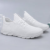 Zapatos Planos De Encaje Para Hombre, Zapatos Deportivos Transpirables De Malla Para Entrenamiento, Zapatos De Tenis Para Caminar, Zapatillas Deportivas Transpirables Casuales De Moda Zapatos Blancos Para Hombres