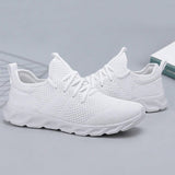 Zapatos Planos De Encaje Para Hombre, Zapatos Deportivos Transpirables De Malla Para Entrenamiento, Zapatos De Tenis Para Caminar, Zapatillas Deportivas Transpirables Casuales De Moda Zapatos Blancos Para Hombres