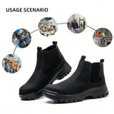 Botas De Seguridad Industriales Para Hombres, De Moda, Con Punta De Acero Negra Y Caracteristicas Antideslizantes Y De Proteccion Contra El Agua