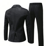 Manfinity Mode Conjunto De Traje De Chaqueta Y Pantalon De Hombre Con Estampado De Espiga Con Cuello Chal