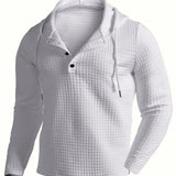 Manfinity Homme Sudadera Con Capucha Y Media Cremallera Para Hombre Con Textura Solida Y Cordon