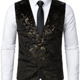 Manfinity AFTRDRK Traje Con Chaleco De Un Solo Pecho En Jacquard Floral Para Hombre