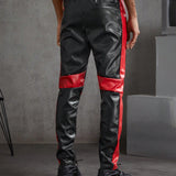 Manfinity EMRG Pantalones PU De Bloque De Color Para Hombre