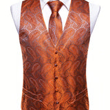 Chaleco De Traje De Hombre Con Botonadura Sencilla En Jacquard Paisley