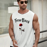 Manfinity LEGND Camiseta De Tirantes Casual De Talla Grande Para Hombre Con Estampado De Flores De Rosa Y Letra