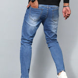 Manfinity Homme Jeans Casuales Lavados De Corte Ajustado Para Hombre