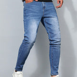 Manfinity Homme Jeans Casuales Lavados De Corte Ajustado Para Hombre