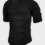 Manfinity Homme Camiseta Redonda De Cuello En Color Solido Para Hombres