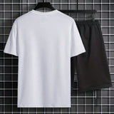 Conjunto De Camiseta De Manga Corta Y Pantalones Cortos Impresos Con Letra Para Hombres