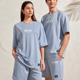 Manfinity Unisex Conjunto De 2 Piezas De Camiseta Y Pantalones Cortos Casuales Con Estampado De Letras